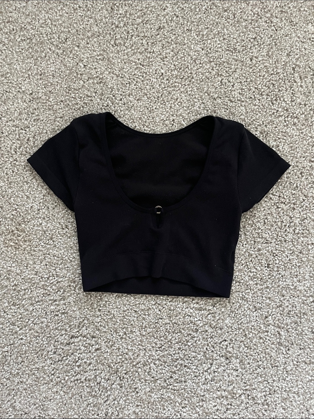 Aerie Black Scoop Neck Crop Top Size Small